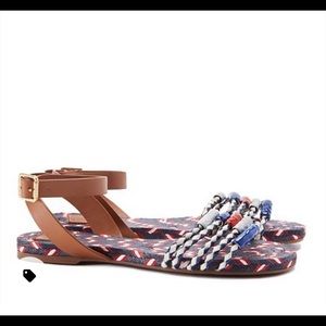 Tory Burch red white and blue braided Size 61/2